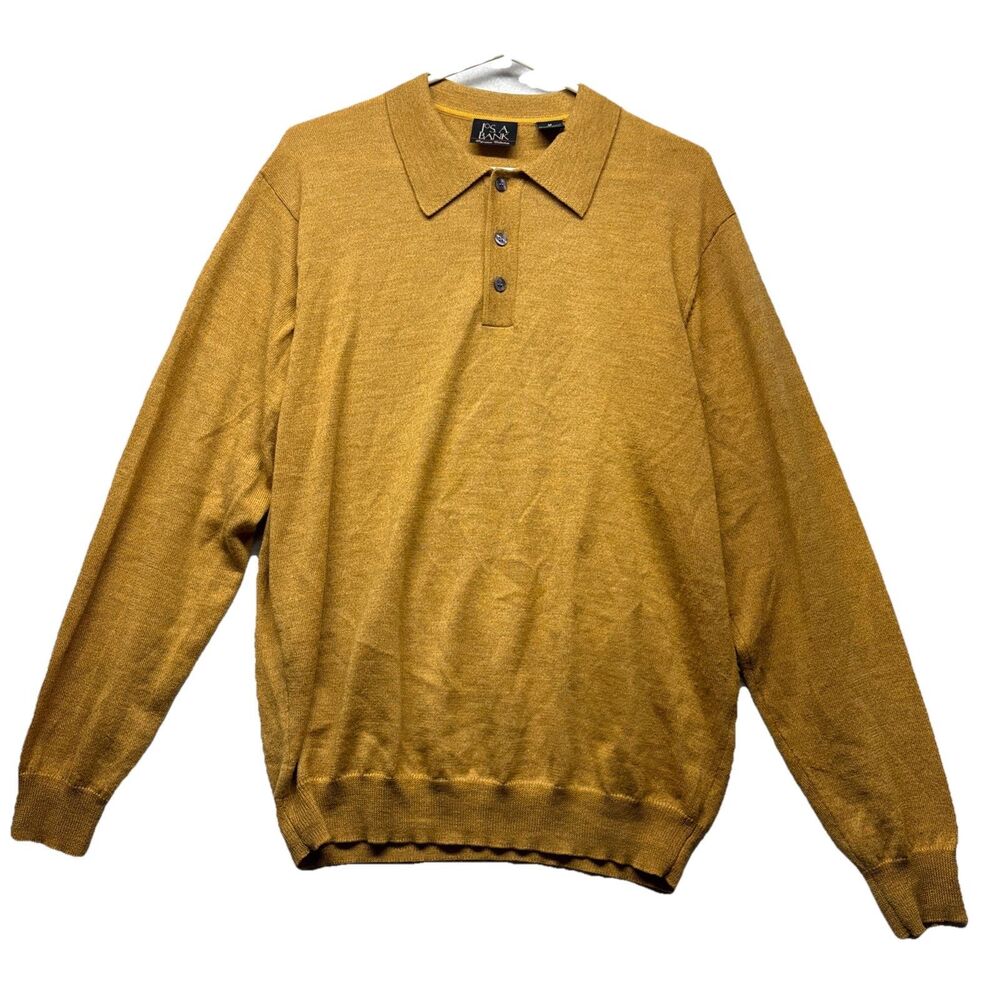 Jos. A. Bank Signature Collection 100%  Merino Wool Polo Sweater Yellow Mens M *